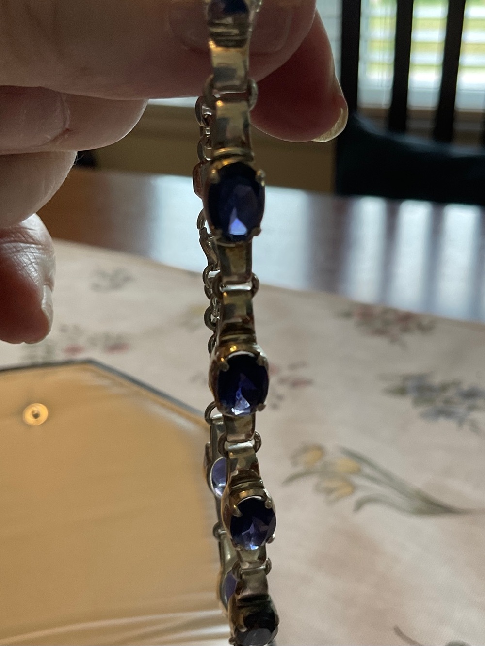 Classic  Sterling Silver Bracelet with7 Amethyst Stones